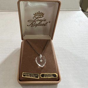 Louie Rafael Crystal heart & diamond pendant necklace Vintage in box